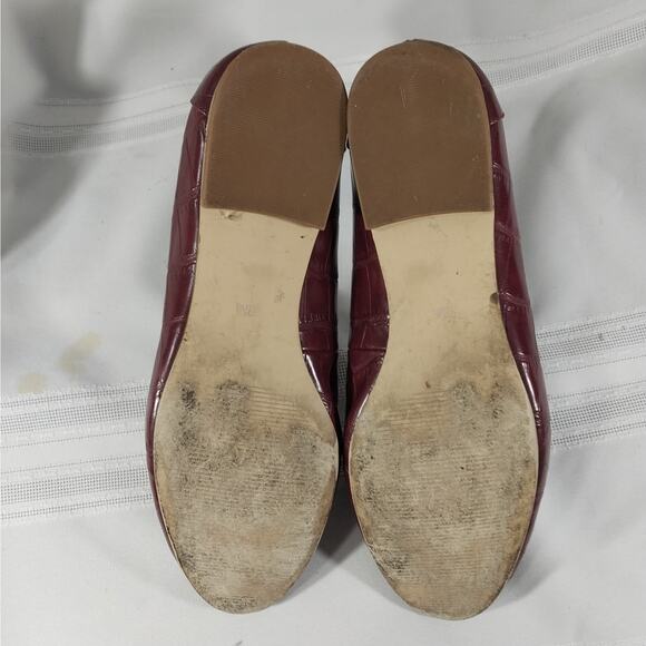 LOFT! BURGUNDY RED CROCODILE IMPRINT GENUINE LEATHER "FLATS", LOAFERS! SZ 8M - Picture 7 of 8
